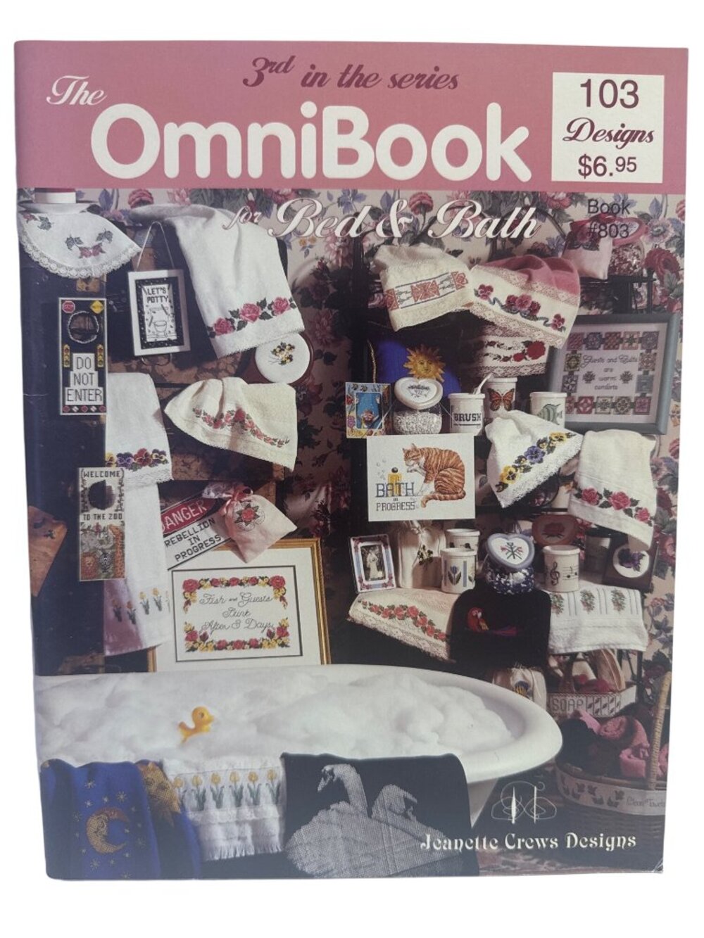 Omnibook Bed & Bath Cross Stitch Book 3 Jeanette Crews Designs 103 Patterns